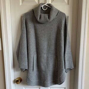 UGG Grey Ribbed Cowl Neck Sweater Poncho
